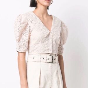 Sandro Linda Broderie-anglaise Shirt Top